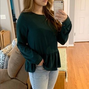Apt 9 Peplum Blouse Dark Green